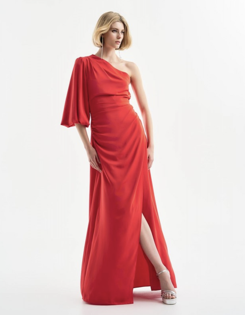 ACCESS kleed one-shoulder rood