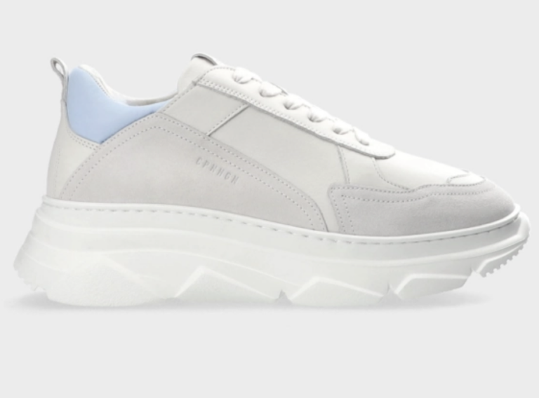 COPENHAGEN sneakers wit met lichtblauw accent