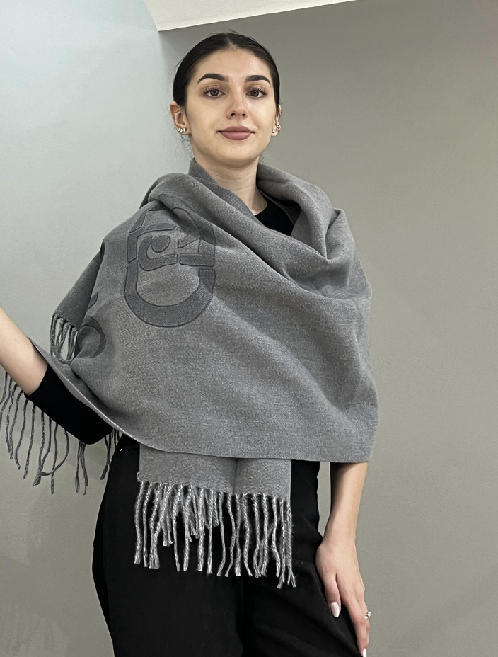 LIU JO sjaal OVAL monogram grijs